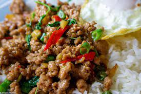 Stir Fried Thai Basil Pad Grapow Moo Kai Dow Unipan Kitchen Recipe Tai Food Recipes Ground Pork Recipes Thai Street Food Recipes
