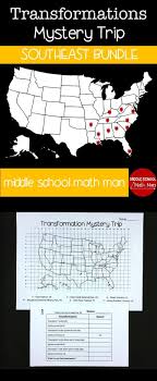 In These Transformation Mystery Trips Students Translate Reflect And Rotate Their Way To Myste Middle School Math Man Transformations Math Middle School Math
