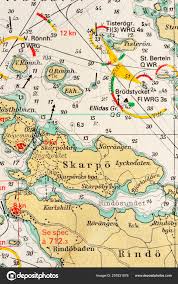 Macro Shot Old Marine Chart Detailing Stockholm Archipelago