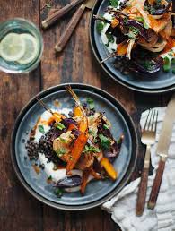 Harissa Karotten Mit Fenchel Auf Linsen Schnelles Abendessen In Vegetarisch Fine Dining Recipes Vegetarian Recipes Recipes