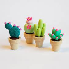 Clay succulents and cactus/cold porcelain clay succulents. Darling Miniature Cactuses Polymer Clay Crafts Cute Clay Polymer Clay Miniatures