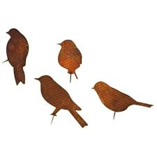 Dewoga Edelrost Vogel Mit Schraube Zum Eindrehen In Holz 4 Vogel Metall Amazon De Garten In 2020 Edelrost Schraube Rost