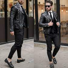 How To Pull Off A Suit With Sneakers Winter Outfits Men Suits And Sneakers Leather Jacket Men