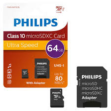 Philips Micro Sd Sdxc Memory Card Class 10 With Full Size Sd Card Adapter 64gb