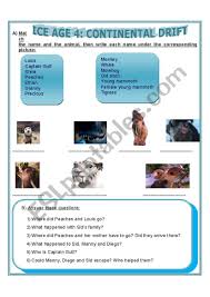 Ice Age 4 Esl Worksheet By Mariambarnech