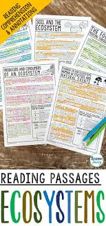 Ecosystems Worksheets Reading Comprehension Passages Questions And Annotations Thi Reading Passages Science Reading Passages Reading Comprehension Passages