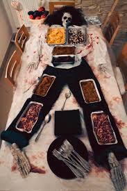 Where's all the food gone? Halloween 2018 Zombie Themed Party Dinner Table Halloween