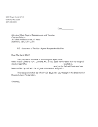 Resignation letter of accountant letter. How To Resign As Resident Agent For Maryland Llc Or Corporation
