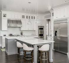 Family Home With Grey Exterior And Interiors Kitchen Island Table With Seating Kitchen Design Kitchen Interior