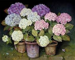 Jose Escofet Spanish B 1930 Hydrangeas Art Flower Painting Floral Painting