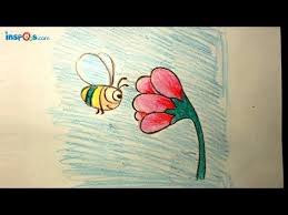 Fun Crayon Art N Drawing Video For Kids How To Draw Bee With Flower Easy Drawings Drawing Videos For Kids Easy Drawings For Kids