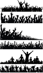 Silhouette Of A Crowd Of People With Their Hands Raised Vectors Ai Eps Free Download Crowd Drawing Silhouette Art Silhouette People