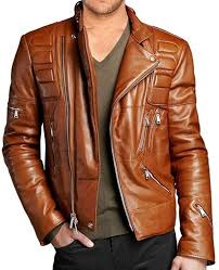 Mens Stylish Real Leather Biker Tan Jacket Leather Jacket Men Stylish Jackets Leather Jacket Men Style
