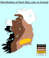 Distribution Of Dark Hair Color In Ireland Map Irish History Historical Geography Ireland Map