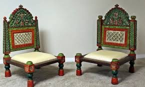 Handcarved Teak Wood Low Height Pidha Chairs 2 Pcs Handmade Carved Chairs 23668 Buy Pidha Chair Online Wood Furniture Living Room Carved Chairs Carved Furniture