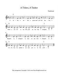 I dropped it, i dropped it yes, on the way i dropped it a little girlie picked it up and took it to the market. A Tisket A Tasket Free Lead Sheet With Melody Lyrics And Chords