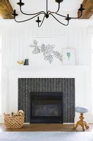 We did not find results for: White Beveled Fireplace With Black Chevron Tiles Cottage Living Room