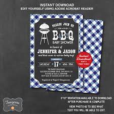 Baby Q Shower Invitation Navy Blue Bbq Baby Shower Etsy Bbq Baby Shower Invitations Baby Shower Bbq Baby Q Shower