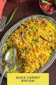 Quick Carrot Biryani Biryani Indian Rice Recipes Indian Food Recipes