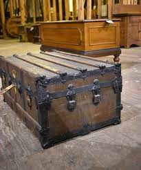 Antique Primitive Flat Top Wood Slat Train Trunk Luggage Chest Antique Trunk Wood Slats Vintage Steamer Trunk