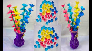 Room Decoration Idea How To Make Decorative Flower Paper Stick Simpl Flower Decorations Paper Flowers Flowers