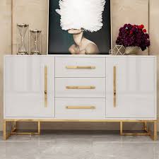Modern Luxurious Black White Buffet Table 2 Doors 3 Drawers Kitchen Storage Sideboard Cabinet In Gold Small Large In 2020 White Buffet Table White Buffet Sideboard Storage