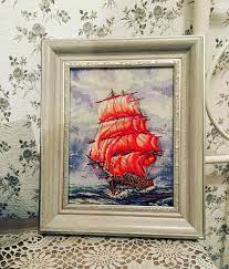 Cross stitch pattern to download for free in pdf, print and embroider tango dancers. Free Cross Stitch Pattern Ship With Red Sails Diy 100 Ideas