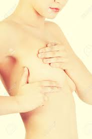 若い白人アダルト女性胸のしこりや乳がんの兆候を調べるの写真素材・画像素材 Image 28951787