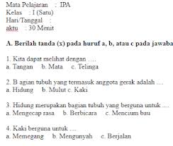Ujian Uts Ipa Kelas 1 Sd Semester