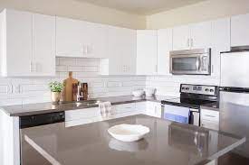 If you want a timeless look, consider colors like grey or the ever classic bright white. White Flat Front Cabinets With Grey Quartz Countertops Transitional Kitchen