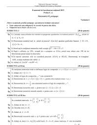 Fiecare variantă are și barem de corectare în format pdf! Bacalaureat Edu Ro 2019 3 Iulie Subiecte Bac Matematica Profil Pedagogic Barem Dcnews