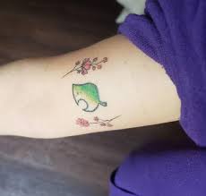 Small cosmos flower flower tattoo design. Added Watercolor And Pink Cosmos My Favorite Ac Flower Around My Lil Leaf Tattoo What Do You Think Animalcrossing
