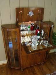 English antique mahogany queen anne bar cabinet with light. Antique Pop Open Art Deco Martini Bar Liquor Cabinet 74505107