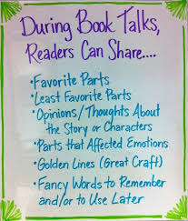 Talking Activity Book Talk Suggestions Students Can Partner Up And Have A Book Talk With Their Book Clubs Anchor Chart Reading Anchor Charts Kids Book Club
