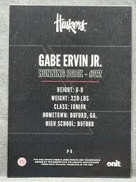 Gabe Ervin Jr. 2024 Onit Athlete Nebraska Cornhuskers Gold Holo Parallel  #P-5