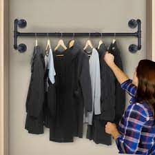 You just need to make sure you position the rod at the best height and distance from the wall. Clothes Hanging Bar Closet Rod Wall Mount Garment Rack Hanger Shelf Display 41 Ebay