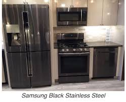 Pin By Teresa Dunn On Future Inspiration Black Stainless Steel Appliances Stainless Steel Kitchen Appliances Samsung Black Stainless