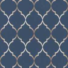 Rasch Wallpaper Sight Seeing Trellis Navy 701647 Blue And Gold Wallpaper Blue And White Wallpaper Trellis Wallpaper