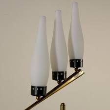 Stehlampe Marmor Metall Messing Opalglas 50er 60er Jahre