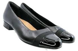 Details About Clarks Artisan Chartli Diva Pump Women 8 5 Xw Black Leather Cap Toe Slip On Shoe