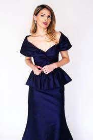 Silk Taffeta Peplum Gown By Mira Couture