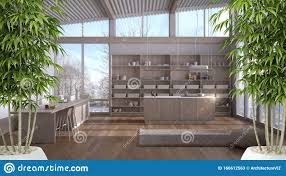 6 ideas decorativas con bambú para el jardín. Decoracion Zen Con Planta De Bambu Diseno Interior Natural Cocina Clasica Blanca Y De Madera En Un Moderno Apartamento Con Imagen De Archivo Imagen De Moderno Podadizo 166612563
