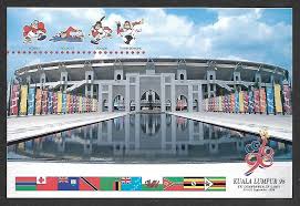 Netball athlete joyce mvula was the country's flag bearer during the opening ceremony. Malaysia Kkkhor 1998 Malaysia Xvi Kuala Lumpur Commonwealth Games Postcard