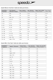 46 specific speedo endurance size chart