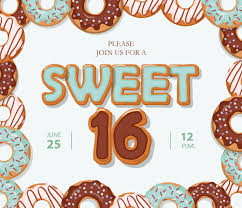 Zoete 16 Verjaardagskaart Cartoon Hand Getekende Letters En Donut Frame Op Pastel Blauw 665221 Download Free Vectors Vector Bestanden Ontwerpen Templates
