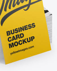 Stack Of Paper Business Cards Mockup In Stationery Mockups On Yellow Images Object Mockups