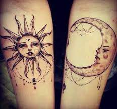 50 Examples Of Moon Tattoos Cuded Friend Tattoos Matching Tattoos Sun Tattoos