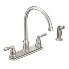 Which part of faucet is leaking? Standard Plumbing Supply Product Moen Ca87060srs Caldwell Two Handle High Arc Kitchen Faucet Spot Resist Stainless