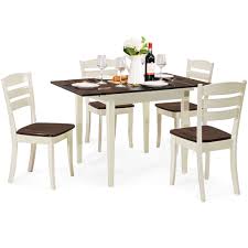 Two people can effortlessly slide the halves of the table apart to make room at the center of the table for the extension leaf. Costway Extending 5 Piece 30 5 In Wood Dining Table Set 4 Chairs Kitchen Table With Extension Leaf Walmart Com Walmart Com