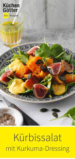 Lauwarmer Kurbissalat Mit Kurkumadressing Rezept Kurbissalat Butternusskurbis Rezepte Rezepte